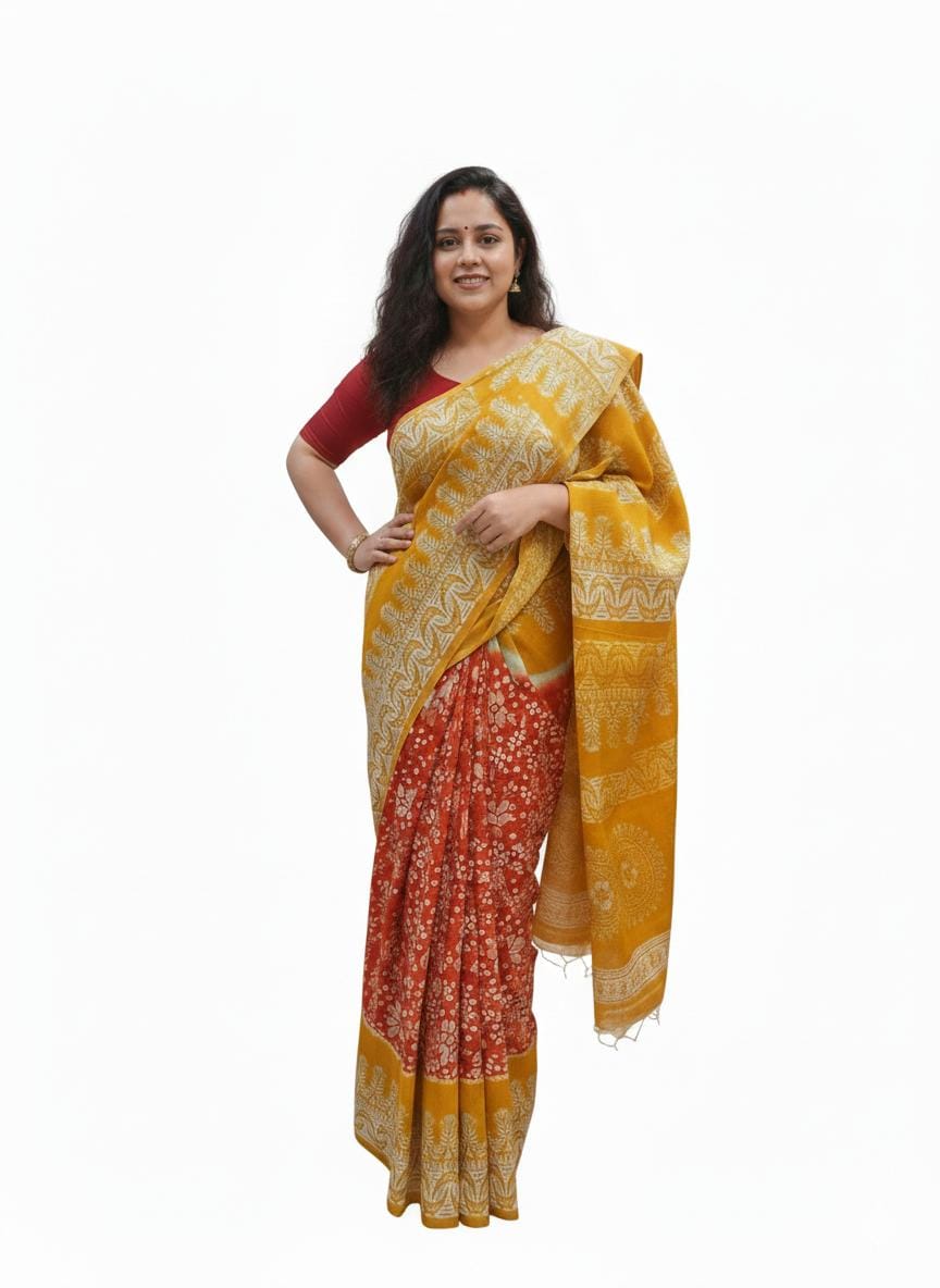 ঐতিহ্যের ছোঁয়ায়—সফট সিল্ক বাটিক শাড়ি