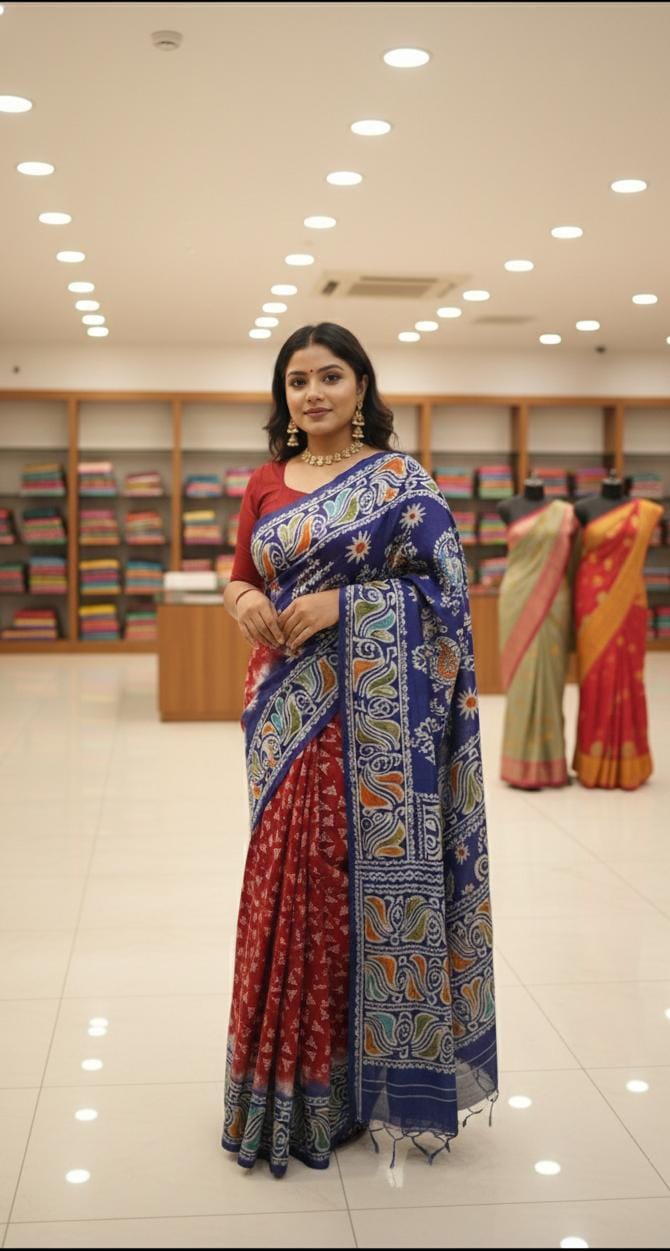 ঐতিহ্যের ছোঁয়ায়—সফট সিল্ক বাটিক শাড়ি